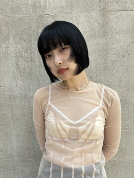 メゾンアクア 表参道(Maison ACQUA) ◎ミニボブウルフカットワイドバングブルーブラック