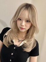 ライン(LINE)&nbsp;韓国風/レイヤー/前髪カット/オリーブ/透明感/ハッシュカット