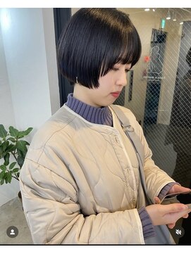 ショート　ボブ　マッシュ　レイヤー　オレンジ