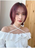 丸顔小顔前髪顔周り韓国レイヤーミデイアムボブ髪型