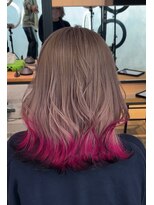 サロウィン 下北沢(SALOWIN) ミルクティーベージュとピンクのエンドカラー