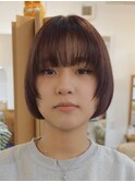切りっぱなしボブ/ミニボブ/似合わせカット/ヘーゼルベージュ