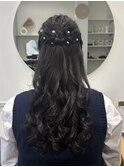 編み込みハーフアップ/ハーフアップ/ヘアセット/岡谷美容室