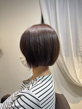 ワ ヘアー(wa-hair) 前髪なし大人ショートボブ×ステップボーンカット×アースカラー
