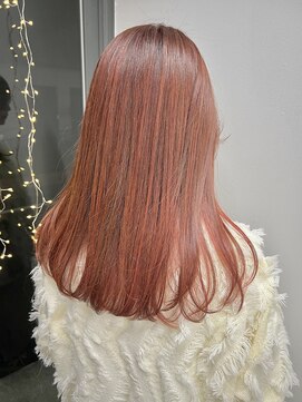 ヘアー アイス 御器所本店(HAIR ICI) ブリーチなし暖色カラー髪質改善カラーピンクオレンジ艶髪