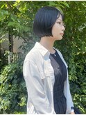 黒髪 ミニボブ マチルダボブ 重め 前髪あり