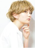 ショート/マッシュショート/ブリーチカラー/コテ巻き風パーマ