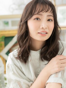 カバーヘア ブリス 志木南口駅前店(COVER HAIR bliss) くせ毛風エアリーミディオン眉斜めバングa志木20代30代40代50代