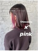インナーカラーボブピンクヘアピンクブラウン