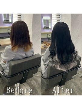 エクステ専門店あるじゃんすー 広島店 ブラック×ホワイトシルバー#シールエクステ#シアーカラー#広島