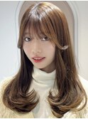 レイヤーカット/内巻き/ロングヘア/シースルー/サイドバング