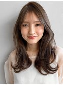 フェミニンロングワンカール斜めバングウェーブミディアム