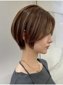 表参道切りっぱなしボブミディアムボブグレージュカラー40代50代