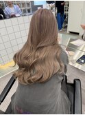韓国ヘア顔周りレイヤーミルクティーベージュグレージュカラー