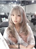 ハッシュカット×ホワイトベージュ×デザインカラー