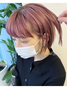 ロンドプランタン 恵比寿(Lond Printemps) ピンクベージュハイトーンカラー×切りっぱなしボブ