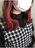 インナーカラー/エクステ/レッド/派手髪