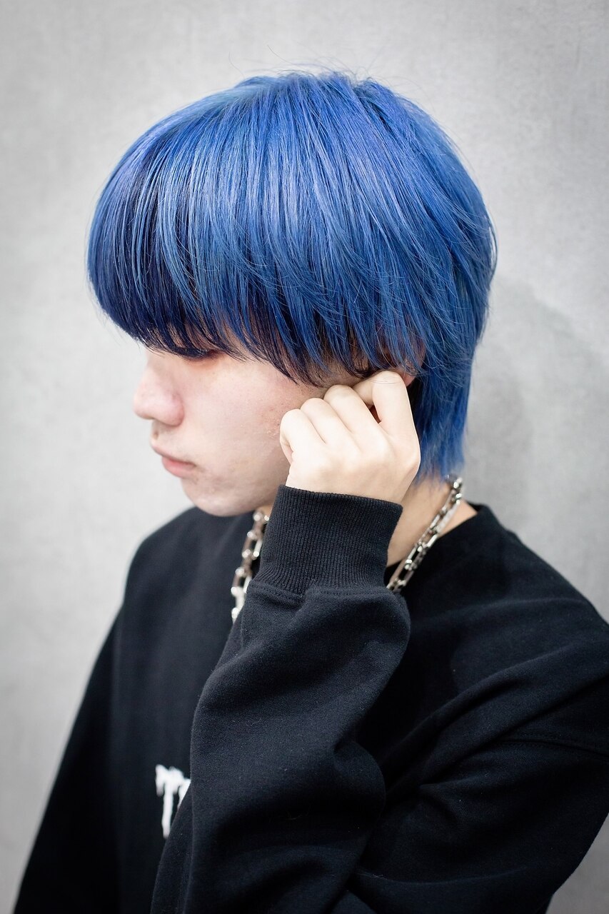 マッシュウルフアイスブルーシースルーマッシュブルーブラック