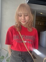 ヘアー アイス ルーチェ(HAIR ICI LUCE)&nbsp;ブリーチカラーベージュウルフ顔まわりレイヤー/今枝