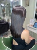 【髪質改善】カラートリートメント同時進行/ブラックロングヘア