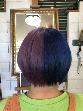 ヘアークリエイト エクラン(hair create ecrin) ハーフカラー ブルー&ヴァイオレット