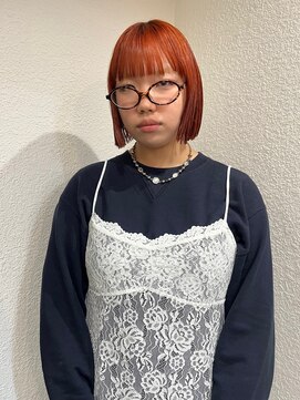 アル 心斎橋(alu) 顏型別ヘアスタイル特集/ハイトーンボブ/オレンジ