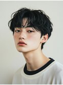 ツイストスパイラルパーマ/マッシュパーマ/刈り上げ/黒髪