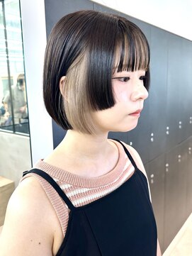 ロンドシエル 横浜(Lond ciel) ミニウルフチェリーブラウンブリーチなしショートボブ前髪/横浜