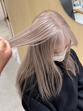 スタン 渋谷(Stam) ミルクティーベージュハイトーンダブルカラー髪質改善ブリーチ