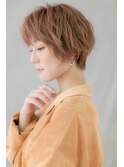 オレンジブラウン小顔ショートマッシュウルフY大宮10代20代30代