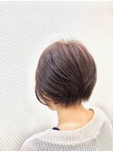 小顔/ショート/丸みショートボブ/暖色系カラー/白髪染め/50代