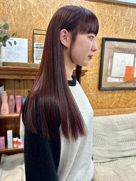 ハニー 町田(HONEY) ワンレンロング　ワイドバング　カシスピンク　暖色カラー