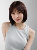 ◯ぱっつん前髪流し前髪薄めバング短めバング顎ラインボブパーマ