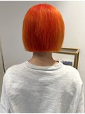 福井　大和田　ハイトーンボブ　オレンジカラー　切りっぱなし