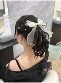 編み込みポニーテール