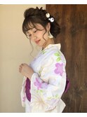 浴衣編み込みアレンジ