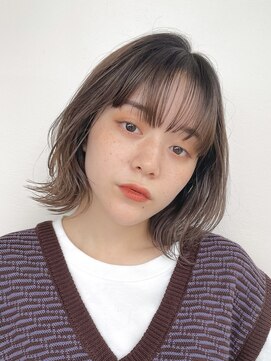 シェル 津山の手店(shel) レイヤーボブ/おしゃれ女子ウルフヘア/ニュアンスカラー春カラー