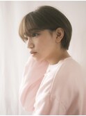 大人かわいいミルクティーブラウン 前下がり小顔ショートボブ