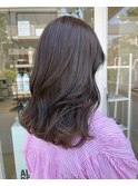 大人暗髪ブラウンカラー×ウェーブミディアム