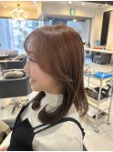 ピンクブラウン×レイヤーカット