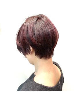 ステアケース 武蔵小杉店(stair:case) ツヤ髪/ショートレイヤー/前髪長め/モーブピンク/30代40代50代