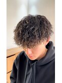 ツイストスパイラルパーママッシュツーブロックメンズパーマ