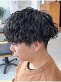 波巻きパーマメンズパーマメンズヘアツーブロックツイストパーマ