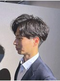 ビジネスツーブロックショート ニュアンスパーマ サイドパート