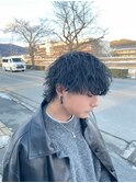 沖縄メンズ波巻きパーマウルフ