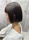 切りっぱなしオン眉ミニボブ　【TOKIO縮毛矯正+カット】