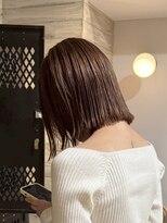 ヲタク(wotaku.) グレージュカラーブラウンカラー透明感カラー切りっぱなしボブ