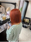 ダブルカラー　オレンジブラウン　オレンジベージュ