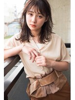 ヘアデザイン ソラ(Sola)&nbsp;無造作セミロング顔まわり小顔レイヤー×オレンジブラウンカラー