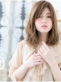 ★大人可愛いアッシュブラウンくせ毛風セミディ20代30代40代★6